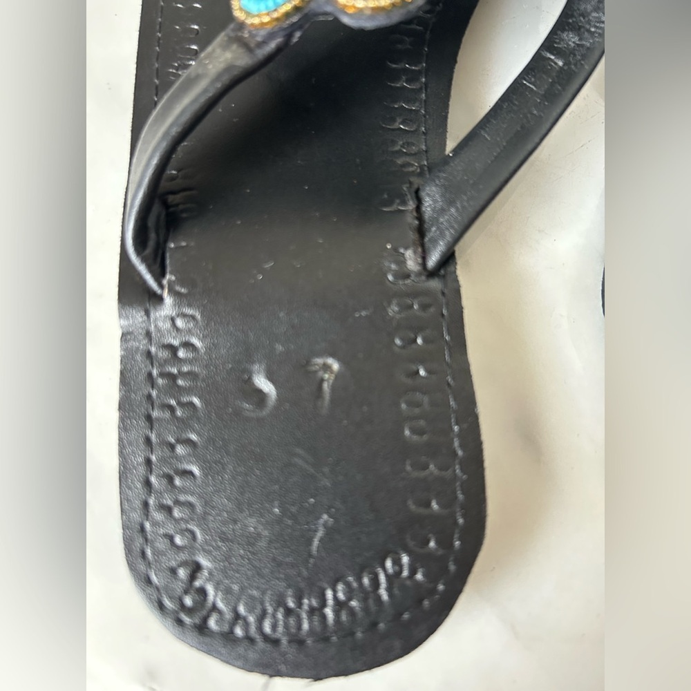 BRAND NEW 100% HANDMADE LEATHER BEADED SANDALS. US 6.5 ABSOLUTELY GORGEOUS! - Picture 6 of 8